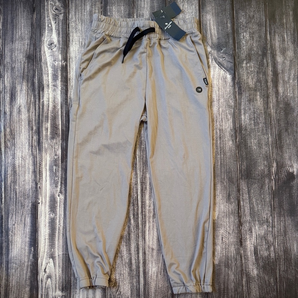 Abercrombie Kids Taupe Super Soft Moisture Wicking Jogger Pants 8